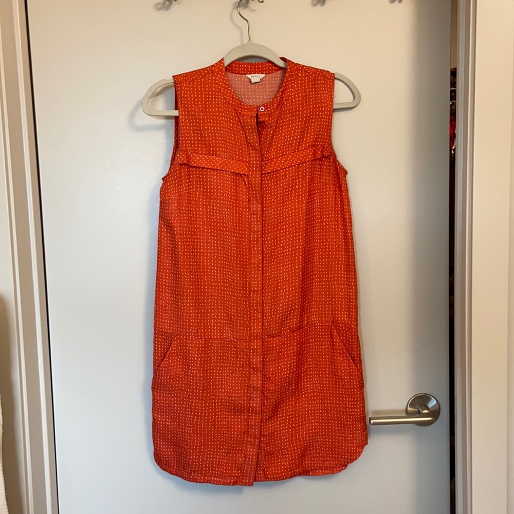 Fossil Coral Shirt Shift Dress with Pockets
